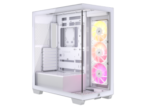 CORSAIR 3500X ARGB Tempered Glass Mid-Tower PC Case, White – 3x Pre-Installed RS120 ARGB Fans – Reverse Connection Motherboard Compatible – Fits up to 10x 120mm Fans