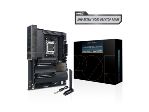 ASUS ProArt X670E-CREATOR WIFI AMD X670 AM5 Ryzen Desktop 9000 8000 & 7000 ATX motherboard, 16+2 power stages, PCIe 5.0 ready, DDR5 support, USB4, 10 Gb & 2.5 Gb LAN, WiFi 6E, four M.2 slots