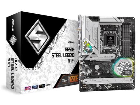 ASRock B650E STEEL LEGEND WIFI AM5 ATX Motherboard, 4 slots DDR5, PCIE 5.0 x16,   Dual M.2 slots,  2.5Gb Lan,WI-FI 6E,  7.1 Nahimic Audio , Front USB3.2 Gen2X2 Type_C ,  16+12+1 Power Phase