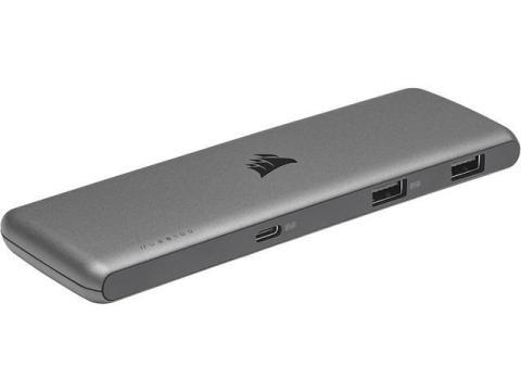 Corsair USB100 7-Port USB-C/USB-A Expansion Hub - 3X USB Type-C Ports - 4X USB Type-A Ports - Self-Powered - Durable Housing (CU-9000003-NA)