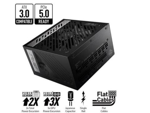 MSI - MPG A1000G PCIE5, 80+ GOLD Full Modular Gaming PSU, 12V-2x6 Cable, 5080 5090 ATX 3.1 & PCIE 5.1 Ready, 1000W Power Supply, 10 Year Warranty