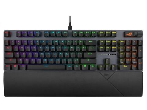 ASUS ROG Strix Scope II X 100% Gaming Keyboard, hot-swappable pre-lubed NX Snow V2 Mechanical switches, Multifunction Controls, PBT doubleshot keycaps, Silicone dampening Foam, and a Wrist Rest