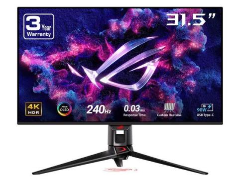 ASUS ROG Swift 32" 4K OLED Gaming Monitor (PG32UCDM) - UHD (3840 x 2160), QD-OLED, 240Hz, 0.03ms, G-SYNC Compatible, Custom Heatsink, Graphene Film, 99% DCI-P3, True 10-bit, 90W USB-C