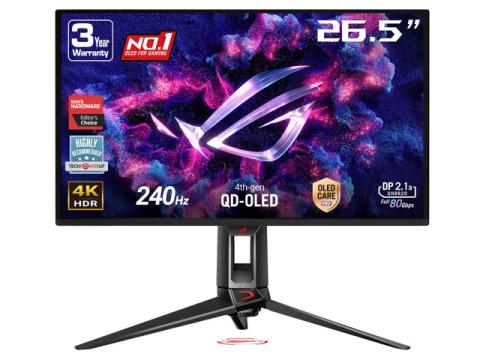 ASUS ROG Swift 27" UHD 4K 240Hz with FreeSync Premium & G-Sync Compatible 0.03ms HDR400 Semi-Glossy OLED Gaming Computer Monitor with Height Adjustable, Pivot, Swivel & Tilt Stand PG27UCDM