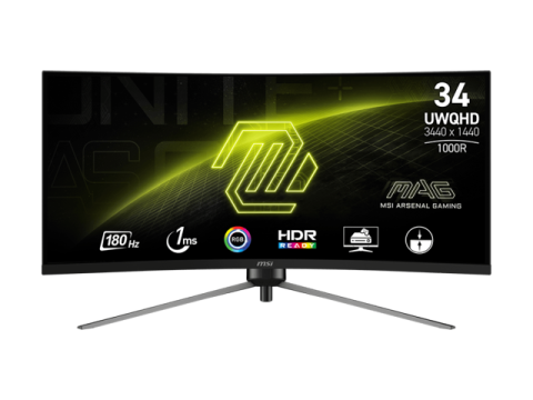 MSI MAG345CQR Curved Gaming Monitor UWQHD(3440x1440) 34" 180Hz VA w/ AMD FreeSync Premium, Dual HDMI, DisplayPort, Black