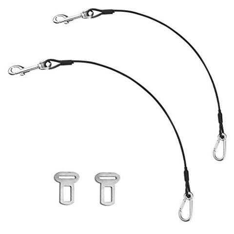 Dog Car Safety Seat Belt,YuCool 2 Pack Chew Proof Steel Cable Restraint Vehicle Belt Fit for Large, and X-Large Dogs