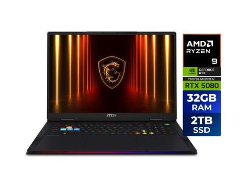 MSI Raider - 18" GeForce RTX 5080 Laptop GPU - AMD Ryzen 9 9955HX3D - 32GB DDR5 5600MHz Memory - 2 TB SSD - Wi-Fi 7 Windows 11 Pro Gaming Laptop - 120 Hz Mini LED (Raider A18 HX A9WIG-082US )