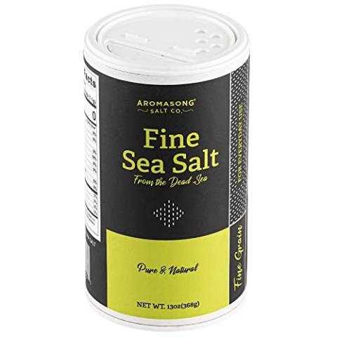 Aromasong 100% Natural Sea Salt from the Dead Sea, Fine Grain Table Salt, 13 OZ. Salt Shaker, 100% Pure & Natural, Unrefined, Gluten Free, Sea Salt for Daily Cooking