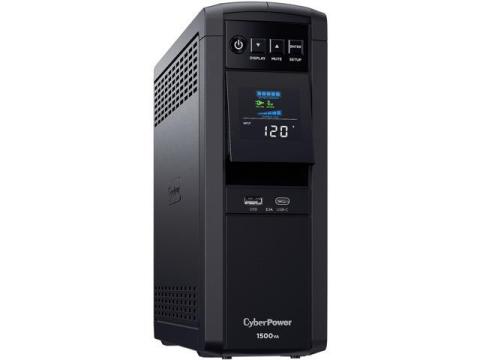 CyberPower CP1500PFCLCD PFC Sinewave UPS Systems - 1500VA/1000W, 120 VAC, NEMA 5-15P, Mini-Tower, Sine Wave, 12 Outlets, LCD, PowerPanel