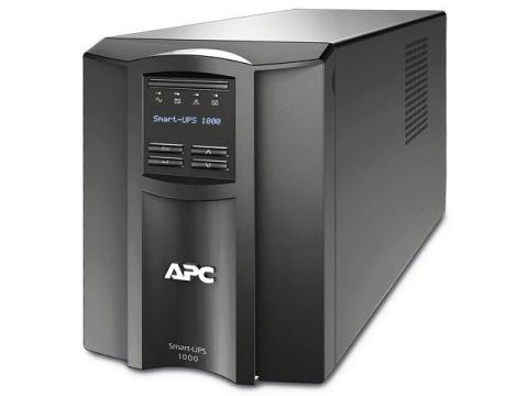 APC SMT1000C Smart-UPS, Line Interactive, 1000VA, Tower, 120V, 8x NEMA 5-15R outlets, SmartConnect Port+SmartSlot, AVR, LCD