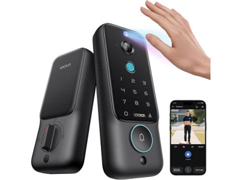 Lockin Veno Plus - All-in-One Smart Lock for Front Door - Palm Vein & Fingerprint Keyless Entry - 2K 180° Ultra-Wide Camera, Night Vision, Built-in WiFi & 8GB Storage - No Monthly Fee