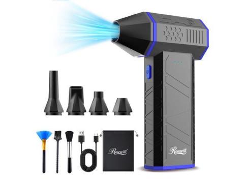 Rosewill Cordless Air Duster - 110,000 RPM Super Power Cordless Compressed Air Duster, 3-Gear Adjustable Mini Blower with Fast Charging, Dust Blower for Computer, Keyboard, Pet, House, Outdoor and Car