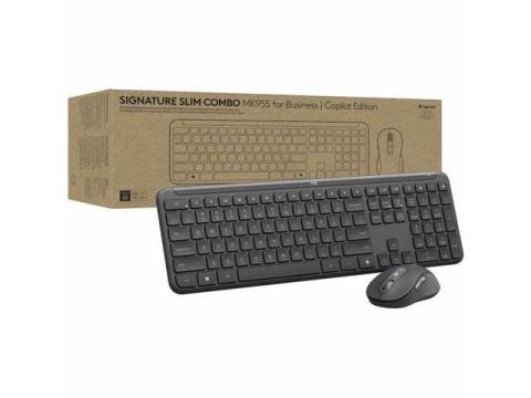 Logitech Signature Slim MK955 Combo for Business, Copilot Edition, Wireless Keyboard and Mouse, Graphite    920-013271