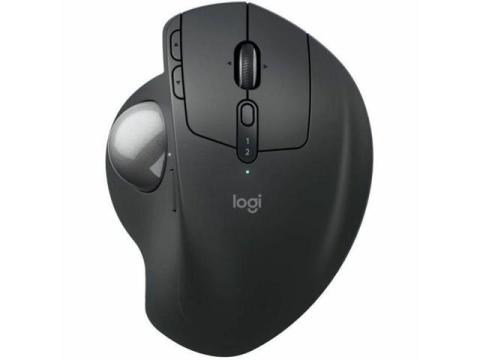Logitech MX Ergo S Plus Advanced Wireless Trackball Mouse, USB-C Rechargeable Wireless Ergonomic Mouse With Bluetooth and Encrypted Dongle, 6 Programmable Buttons, for PC/Mac (Graphite) - Optical - Wi
