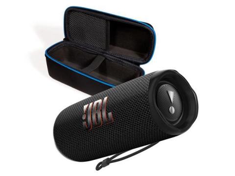 JBL Flip 6 Black Portable Bluetooth Speaker and Divvi Case Kit