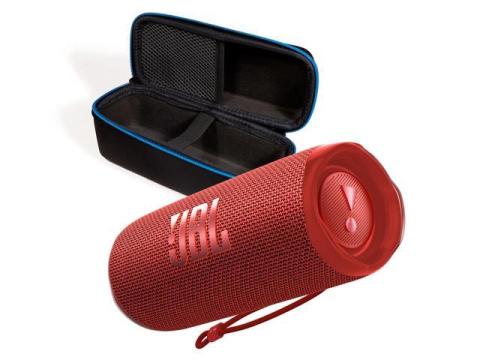 JBL Flip 6 Red Portable Bluetooth Speaker and Divvi Case Kit