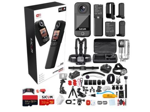 SJCAM C300 4K Dual Touchscreen Action Camera Accessory Bundle