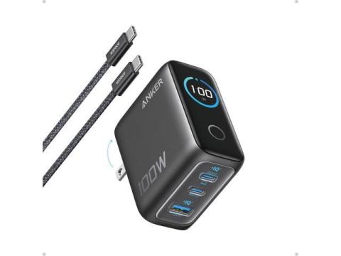 Anker Charger, 100W Max Ultra-Compact 3-Port GaN USB C Charger Block with Smart Display and Touch Control, Fast Wall Adapter for iPhone 17/16 Series, iPad, MacBook (Include Charge Cable, Non-Battery)