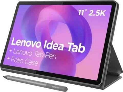 Lenovo Idea Tab 11" Tablet with Pen & Folio Case - Dimensity 6300 / 8GB RAM / 128 GB Storage / Android 15/2.5K / 90 Hz / Luna Grey (ZAFR0929US)