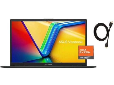 ASUS Vivobook Go 15.6 FHD Slim Laptop |AMD Ryzen 3 7320U(Beat i3-1315U)| AMD Radeon Graphics |Webcam |WIFI|Black| 8GB RAM DDR5 | 128GB SSD |Windows 11 S |Bundle with HDMI Cable