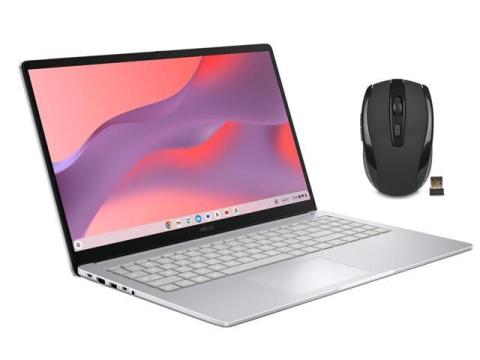 ASUS Chromebook 15.6" FHD Anti-Glare Display Laptop |Intel Processor N50|Integrated Graphics |Webcam|Pure Grey| 8GB RAM | 128GB SSD |Chrome OS |Bundle with Wireless Mouse