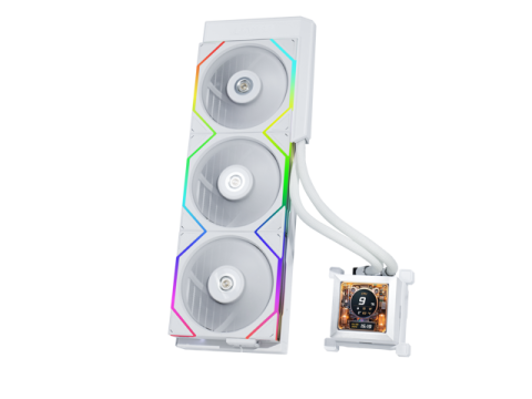 Lian Li Hydroshift 360 AIO - Pre-installed 3 x TL Fans - Side-Mounted Coolant Pathway - 2.88” LCD Screen - 480 × 480 Resolution - Captured Screenshots or Recorded Videos Shift AIO - White (HSLCD36TW)