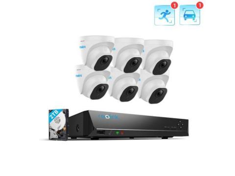 Reolink 8CH 4K Outdoor Security Camera System, 6pcs 8MP Smart Person/Vehicle Detection Wired PoE IP Dome Cameras, 8CH 2TB HDD NVR for 24/7 Recording Remote Access, RLK8-820D6-A