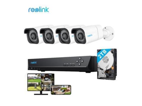 Reolink 4K Security Camera System, 4pcs H.265 4K PoE Security Cameras Wired with Smart Person Vehicle Detection, 8MP/4K 8CH NVR with 2TB HDD for 24/7 Recording - RLK8-800B4