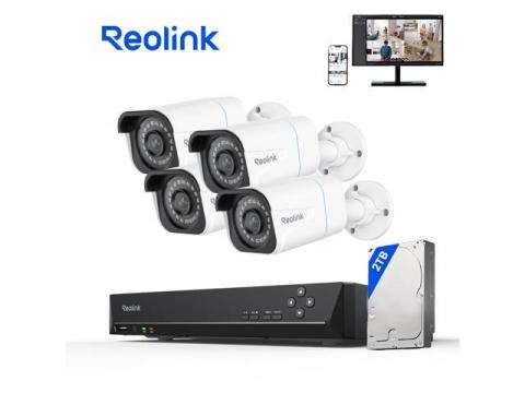 Reolink RLK8-810B4-A 8CH 4K Security Camera System 4pcs 8MP Smart Person/Vehicle Detection Wired Outdoor PoE IP Cameras and 8CH 2TB HDD NVR for 24/7 Recording, Remote Access