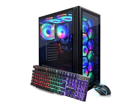STGAubron RGB Desktop PC Computer, AMD Ryzen 5 3400G up to 4.2GHz, 16G DDR4, 512G SSD, WiFi 6 & BT 5.2, RGB Fan x6, RGB Keyboard & Mouse, Windows 11 Home