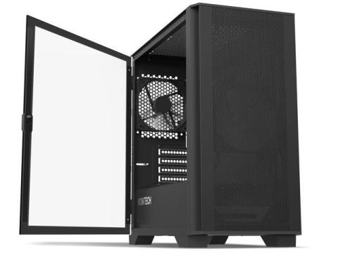 Montech AIR 100 LITE MICRO-ATX Tower with Two Silent Fans Pre Installed, Ultra-Minimal Design, Fine Mesh Front Panel, High Airflow, Unique Side Swivel Tempered Glass, Dust Protection, Black
