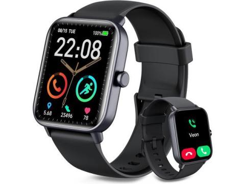 Smart Watch for Men Women, 1.8 Inch Fitness Watch with Bluetooth Call/Alexa Voice for IOS Android Phone, Activity Tracker with 100+ Sports, Steps/Calorie/SpO2/Heart Rate/Sleep Monitor, IP68 Waterproof