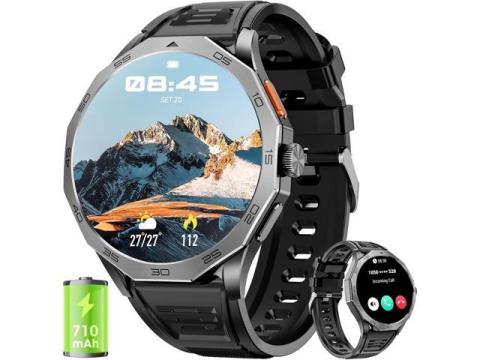 SMA Military Smart Watch for Men, 1.85" HD Ultra Screen Touch Screen Sport Smartwatch 710mAh Battery Smart Watches for Android iOS (Bluetooth Call Answer/Dial Calls) Fitness Tracker with 100+ Sports
