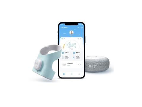 eufy Baby Smart Sock S320 Baby Monitor with 2.4 GHz Wi-Fi, Track Sleep Patterns, Naps, Heart Rate, and Blood Oxygen Levels, Soft and Comfortable, for Babies 0-18 Months, No Monthly Fee (Renewed)