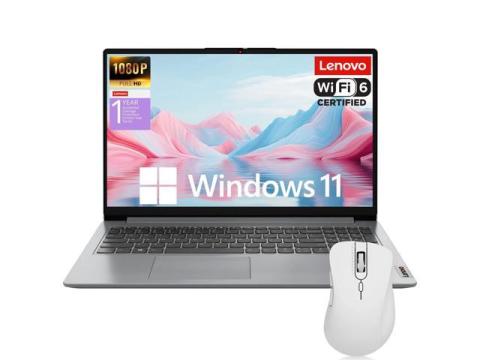 Lenovo 15.6" FHD Laptop Computers for Home Student Study, 12GB RAM, 512GB PCIe SSD, Intel Processor, WiFi 6, Bluetooth 5.2, Type-C, HDMI, Webcam, Card Reader, Cloud Grey, Windows 11, w/ mouse