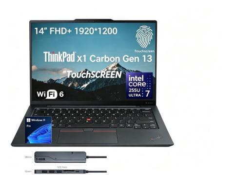 Lenovo ThinkPad X1 Carbon Gen 13 Business Laptop, 14" FHD+ Touchscreen, Intel Core Ultra 7 255U, Intel Graphics, 32GB RAM, 1TB PCIe M.2 SSD, Wi-Fi 6, Windows 11 Pro, Black, w/Bundle