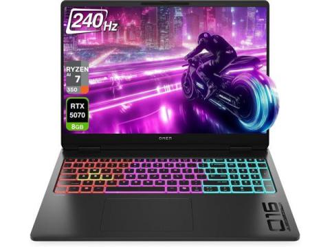 HP OMEN 16 Gaming Laptop,16" WQXGA 240Hz Display,AMD Ryzen 9 8940HX,NVIDIA GeForce RTX 5070 GPU,16 GB DDR5 RAM,512 GB PCIe SSD,Win 11 Home