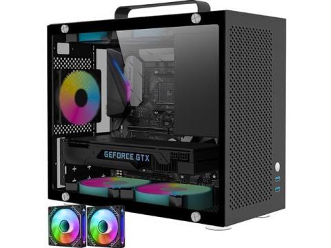 Micro ATX Case, MATX PC Case for ITX MATX Motherboard, 2X 120mm ARGB Fans Preinstalled, Tempered Glass, Magnetic Dust Filters, Fully Ventilated Airflow, Mini PC Case with USB3.0