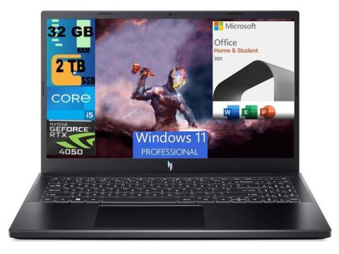 Acer Nitro V 15 Gaming Laptop, 15.6" FHD 144Hz Display, Intel Core i5-13420H Octa-core Processor, RTX 4050 6GB Graphic, 32GB DDR5  2TB PCIe SSD, Backlit KB, Windows 11 Pro,Microsoft Office License