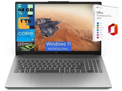 Lenovo LOQ 15 Gaming Laptop, 15.6" Full HD 144Hz, Intel Core i5-12450HX 8 cores Processor, NVIDIA GeForce RTX 4050 6GB GDDR6, 64GB DDR5  1TB PCIe SSD, Wi-Fi 6, Windows 11 Pro ,Office 2024 License