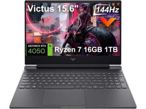 HP Victus 15 Gaming Laptop, 15.6" FHD 144 Hz, AMD Ryzen 7 7445HS 6 Cores Processor, GeForce RTX 4050 8GB GDDR6 Graphics, 32GB DDR5  512GB PCIe SSD, Wi-Fi 6, Windows 11 ,Office 2024 License
