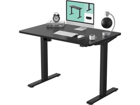 FLEXISPOT Standing Desk 48 x 30 Inches Height Adjustable Electric Sit Stand Home Office Desks Whole Piece Desk Board (Black Frame + Black top,2 Packages)