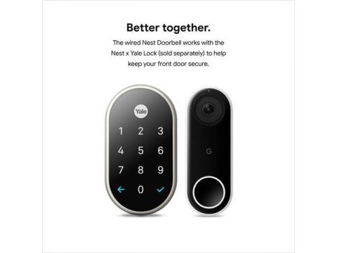 Google Nest Doorbell (Wired) - Formerly Nest Hello - Video Doorbell with 24/7 Streaming - Smart Doorbell Camera for Home with HDR Video, HD Talk and Listen, Night Vision, and Person Alerts