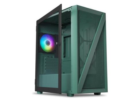 Vetroo M05 Compact Computer Case Micro ATX ITX Type-C Ready Lucency 4mm Tempered Glass Mesh Panel Pre-Installed Rear 120mm Addressable RGB Fan 240mm Radiator Support - Army Green