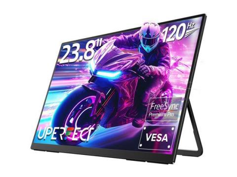 UPERFECT 24" 120HZ Portable Monitor w/ 180°Adjustable Kickstand & VESA, Large Portable Gaming Monitor with HDMI Type C, External Portable Monitor for Laptops, Steamdeck, MacBook, Phones, Mini PC