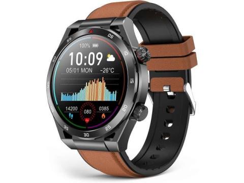 Ecocleanpath Smart Watch with Bluetooth Call, 1.39" Fitness Tracker, Blood Pressure/HR Monitor, IP67 Waterproof for Android iOS (Brown)