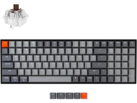 Keychron K4 96% Layout 100 Keys Wireless Bluetooth 5.1/Wired USB Mechanical Gaming Keyboard with Keychron Super Brown Switch White LED Backlight N-Key Rollover for Mac Windows PC-Version 2