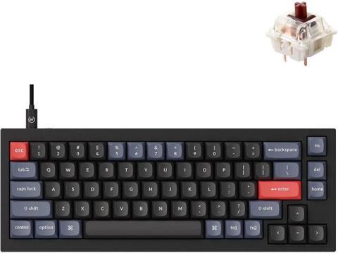Keychron Q2 Wired Custom Mechanical Keyboard, QMK/VIA Programmable Macro, Full Aluminum, Hot-Swappable Gateron G Pro Brown Switch, 65% Layout Double Gasket Compatible with Mac and Windows - Black