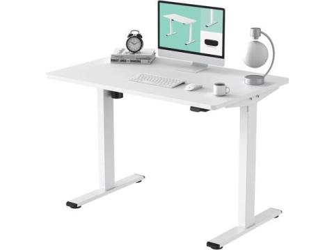 FLEXISPOT Electric Standing Desk Whole Piece 48 x 30 Inch Desktop Adjustable Height Desk Home Office Computer Workstation Sit Stand up Desk (White Frame + White Top, 2 Packages)