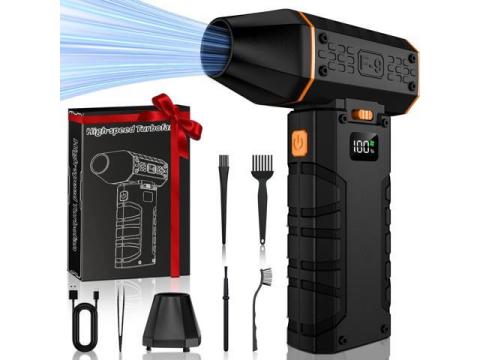 Compressed Air Duster 130000RPM Electric Duster with LED Light, 100 Gear Adjustable Rechargeable Cordless Air Blower Cleaning Tool for Keyboard,Electronic Devices,Car, Christmas Gifts for Men (Orange)